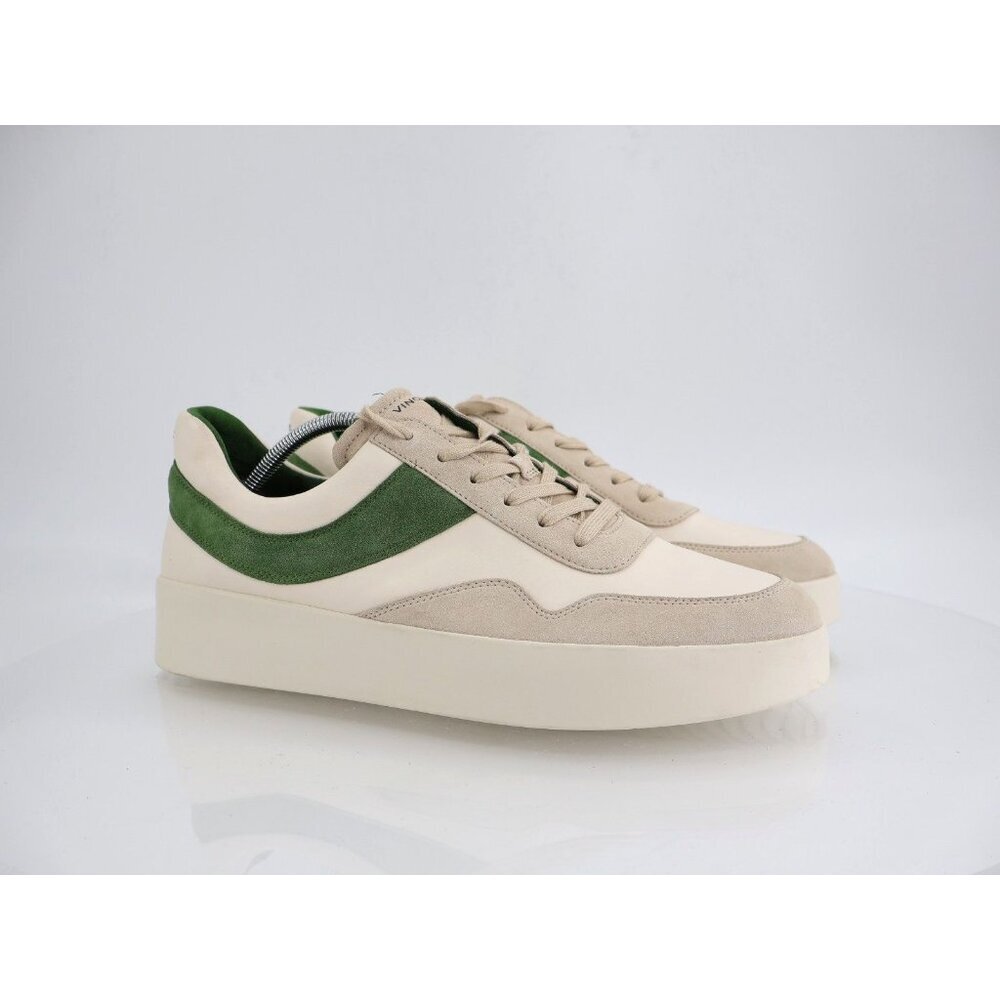 Vince Benfield Court Sneakers Women Size 13 Platform Leather Lace Up Beige Green